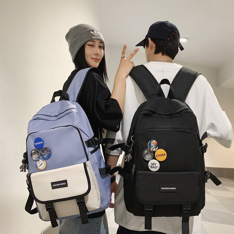 Trendy Brand Backpack Men's Japanese Style Large Capacity Backpack Student Fashion Trend Lightweight High School Junior High School Student Spine Protection School Bag