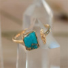 Fashionable ring, turquoise stone inlay, boho style, simple and elegant design, wish, European style