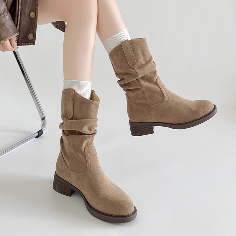 Wasteland Style Maillard Mid-Calf Boots 2025 New Spring & Fall Western Cowboy Boots Birkenstock Short Boots Boots