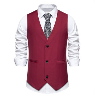 Cross-border Amazon wholesale 2024 spring and summer new wedding banquet V-neck European size men's suit vest
