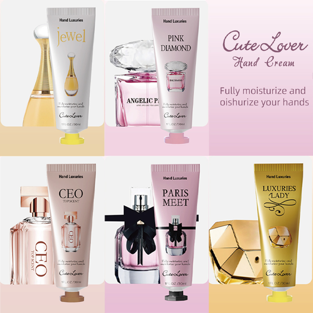 La misma crema de manos con perfume de marca grande tiene una fragancia perdurable y hidratante, así como un alto tipo de fragancia hidratante para otoño y invierno.