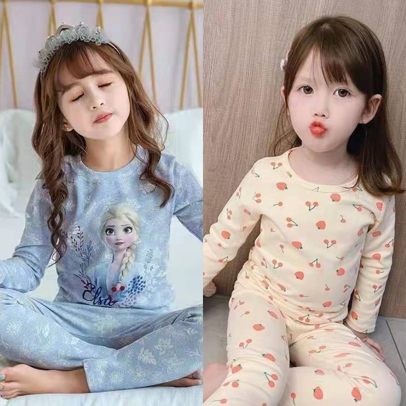 한 개 사면 한 개 무료, 여아 보온 속옷 세트, 봄, 가을  용 잠옷, 가정복, 중대형 아동 가을옷, 긴바지