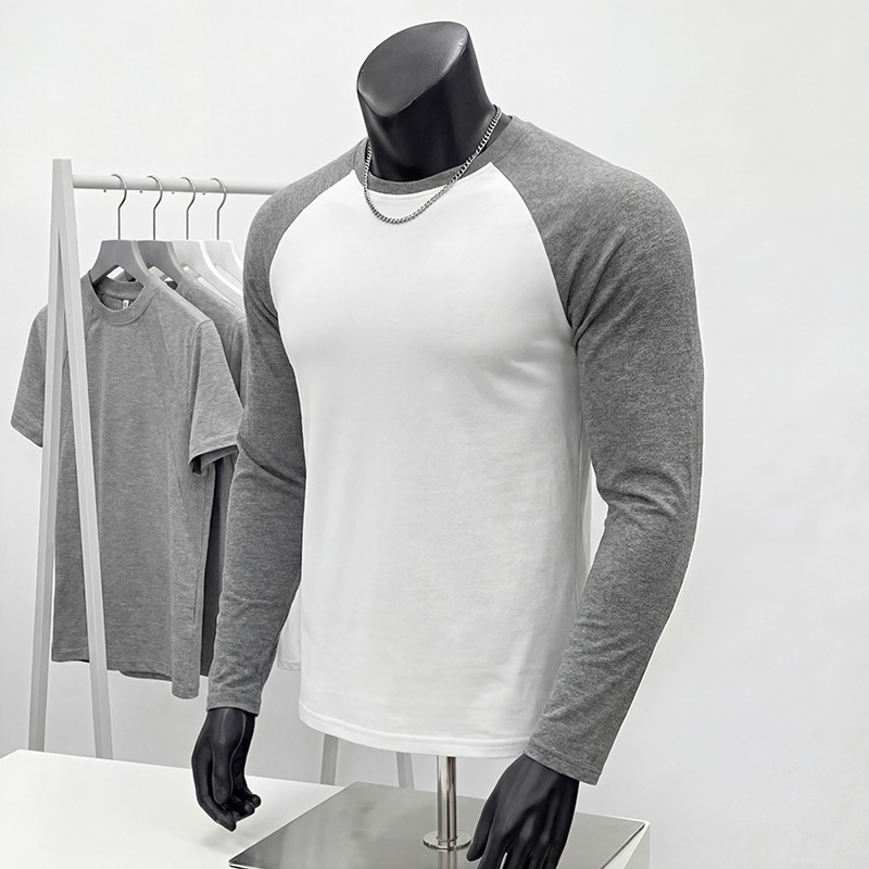 Muscle Fitness Brothers Sports Men's Long-sleeved T-shirt Loose plus size Colorblock Running Top Base Shirt