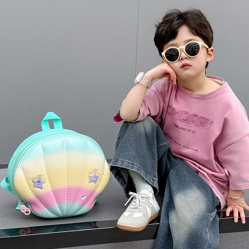 Nueva mochila de ocio para niños conchas arco iris mochila de jardín de infantes ligera impermeable de gran capacidad mochila para hombres y mujeres