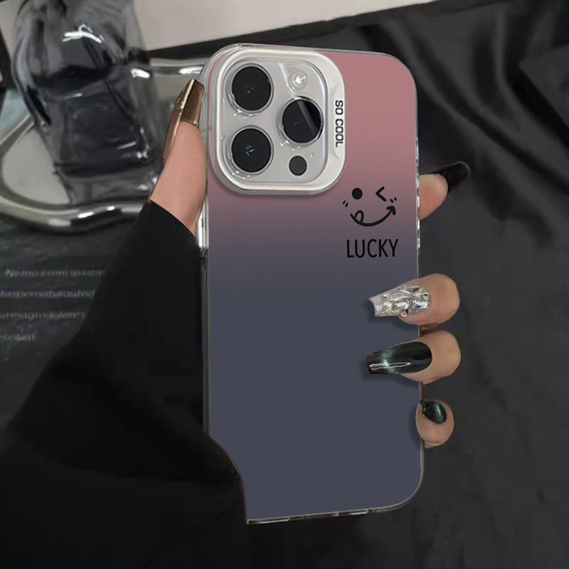 Gradient smiley face for Apple 16promax mobile phone case iPhone15plus lucky 14 creative 13 trend 12 Gradient smiley face for Apple 16promax mobile phone case iPhone15plus lucky 14 creative 13 trend 12