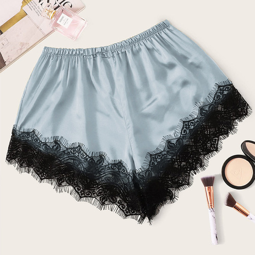 Thin spring and summer ice silk leggings, women's lined lace safety pants, versatile solid color leggings for home use