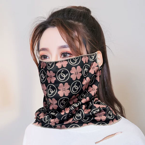 New Printed Scarf for Women in Winter, Warm Neck Mask, Sun Protection, Outdoor Cycling All-In-One Headscarf Mask