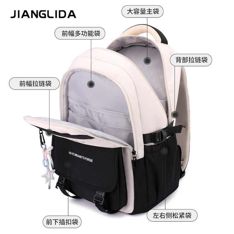 Mochila ligera para viajes transfronterizos, gran capacidad, alto valor, resistente a la suciedad, mochila escolar para estudiantes de secundaria, mochila impermeable para estudiantes universitarios, mujer