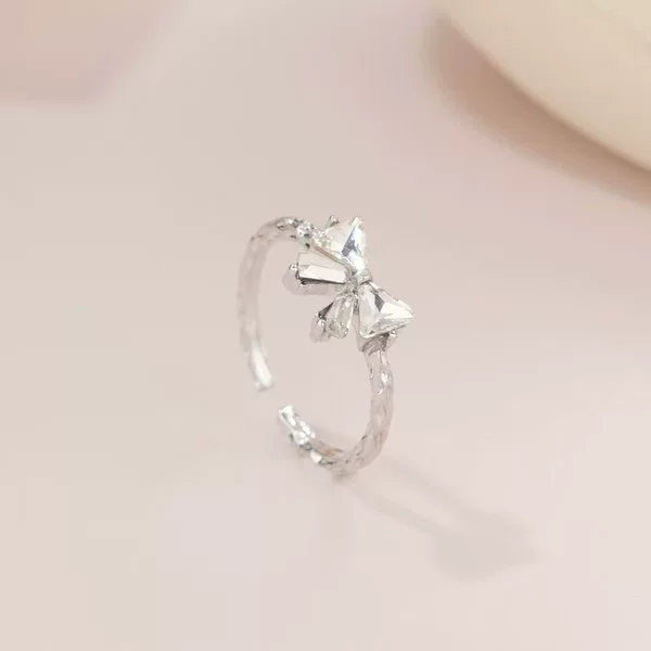 In-Stock Wholesale High-End Bowknot Ring for Women, Niche Design, Adjustable, Sweet and Light Luxury Ring