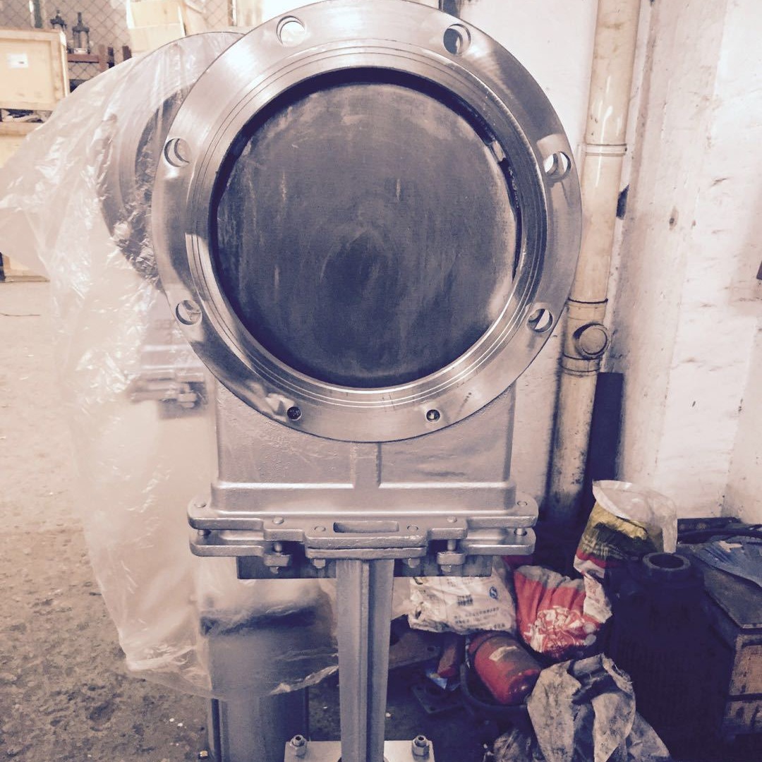 国标侧板式支架圆形法兰气动刀闸阀 软密封刀闸阀PZ673