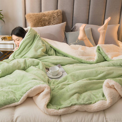 双层羊羔绒毯子法兰珊瑚绒毯冬季加厚盖腿毛毯保暖毯空调毯午睡毯|ru