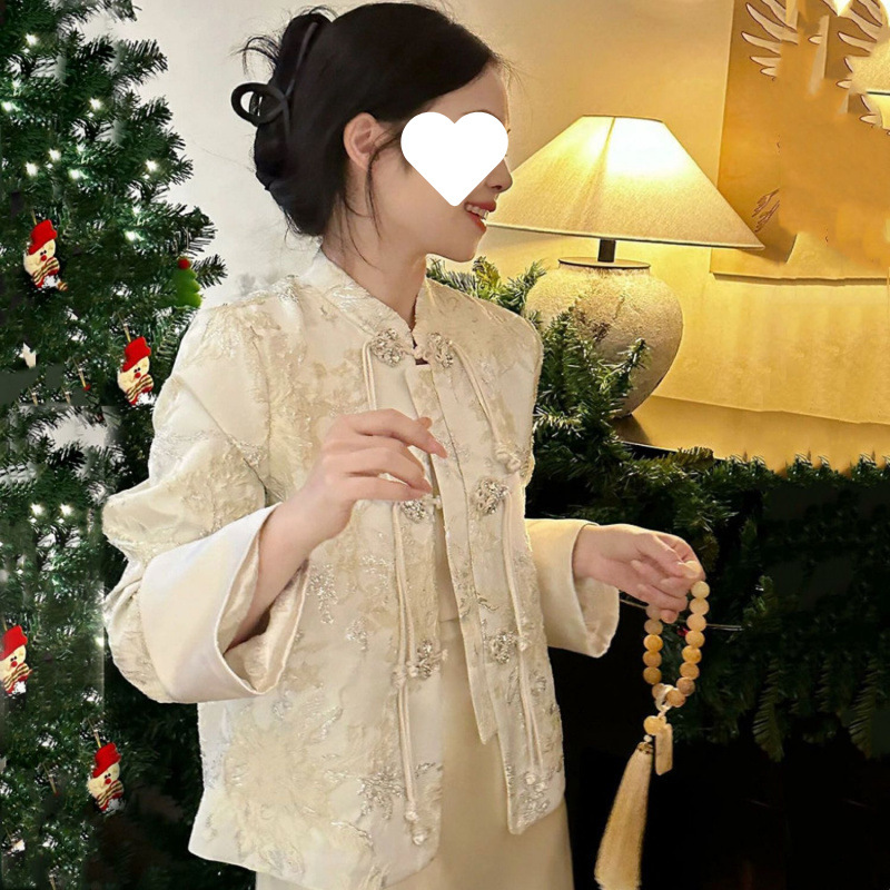 大码胖mm新中式国风唐装女轻奢新品感盘扣外套连衣裙两件套斤|undefined