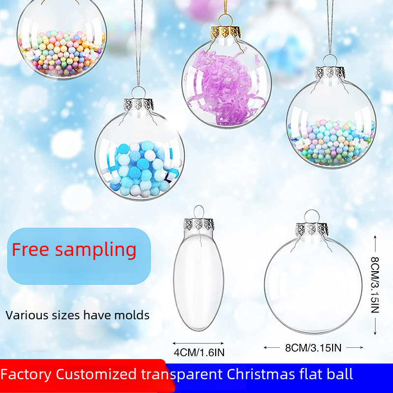 Direkte Lieferung ab Werk 6080100 transparente Kugel, flache Kugel, PET-Blasformkugel, nahtlose transparente Kunststoff-Weihnachtskugel, Glühbirnenflasche_voghion.com