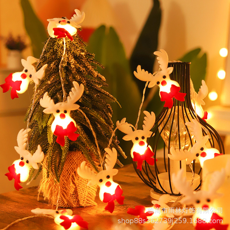 LED muñeco de nieve marioneta de peluche Cadena de luz Santa Claus alces Navidad vacaciones luces decorativas atmósfera diseño pequeñas luces de colores