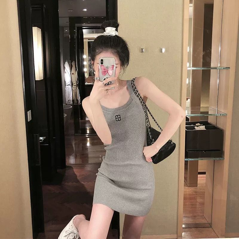 Slim-Fitting, High-Elasticity Knit Camisole Dress, Versatile Base Dress for Women, Brand Discount Women's Clothing, Clearance from Store Counters