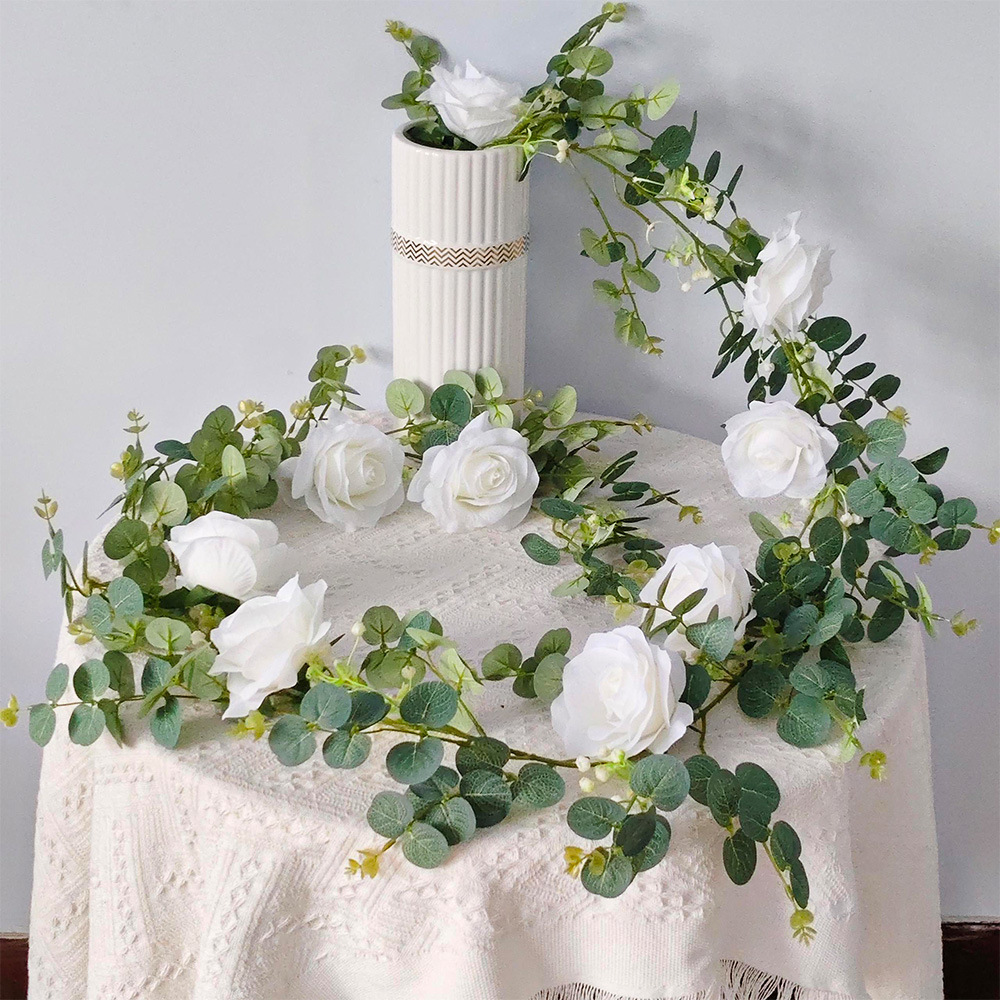 Simulación de flores rosas de vid arco de boda enredado de vid peonía vid