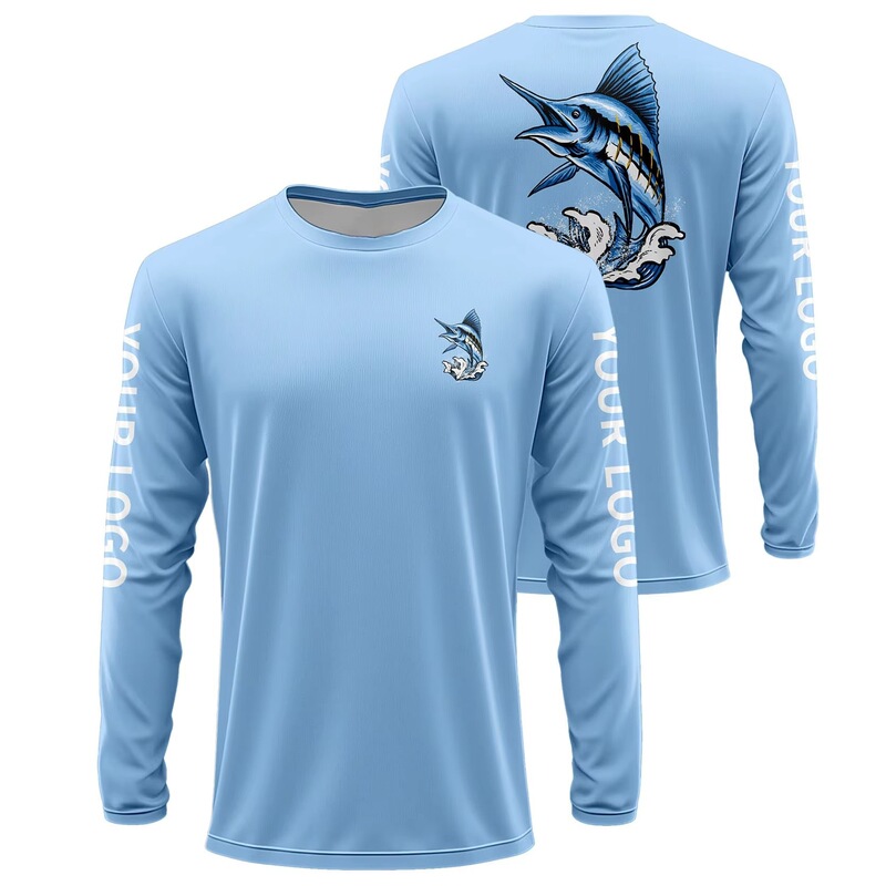 Round Neck Logo Pattern Breathable Long Sleeve Dry Fishing Wear Quick Dry Anti-Uv Polyester Men's Fishing Shirt Round Neck Logo Pattern Breathable Long Sleeve Dry Fishing Wear Quick Dry Anti-Uv Polyester Men's Fishing Shirt