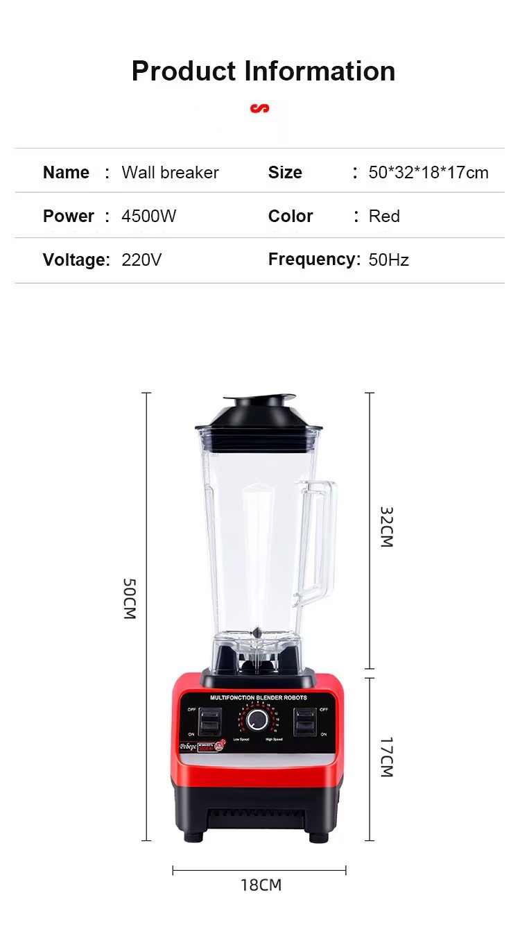 Sonderangebot Hochleistungsmixer 3-4 Personen Küchenmaschine Eiscrusher Mixer Blender Haushaltsvollautomatischer Entsafter Großhandel
