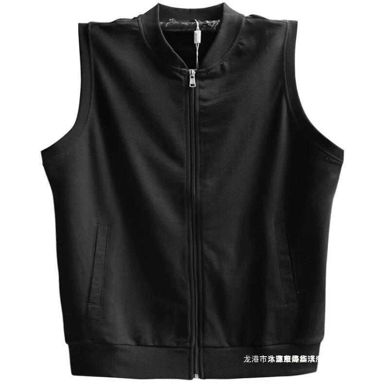 Spring/Summer Plus Size 150kg Men's Sleeveless Vest T-Shirt with Baseball Collar, Loose Fit, Slimming, American Retro Style
