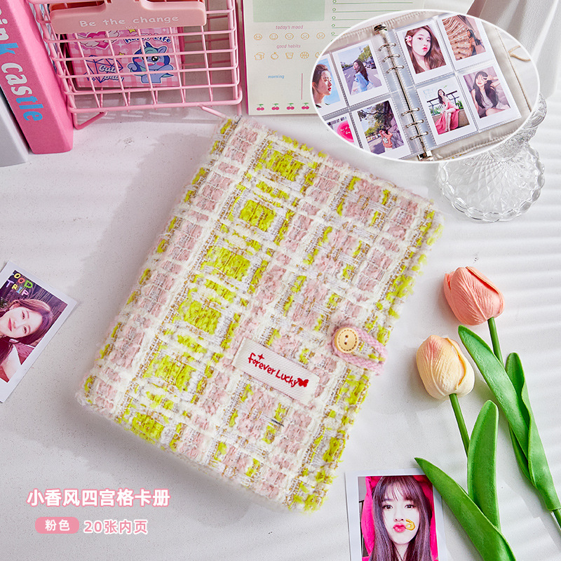 Álbum de tarjetas Xiaoxiangfeng Álbum de almacenamiento de tarjetas pequeñas de cuatro palacios de 3 pulgadas Álbum de fotos Polaroid de hojas sueltas de alto valor para niñas