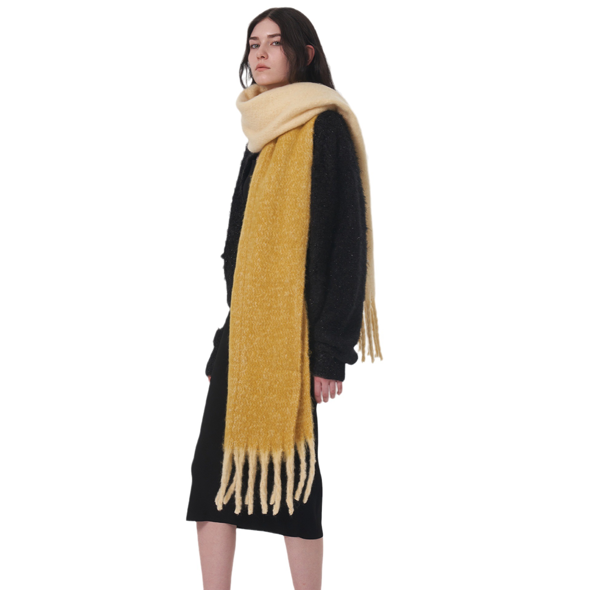 New Autumn and Winter Warm Dual Color Imitation Cashmere Scarf Women's Thickened Warm Soft Mohair Scarf_voghion.com
