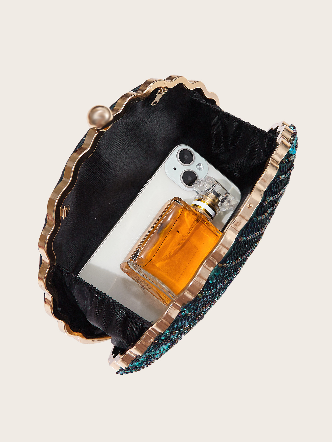 Perlenstickerei Pailletten Abend Cheongsam Crossbody Schulter Handheld Damen Pfau Perlen Kleid Tasche_voghion.com