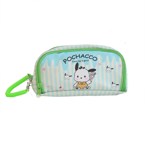 Cartoon PU large-capacity retractable portable student pen bag double-layer compartment travel storage cosmetic bag storage bag