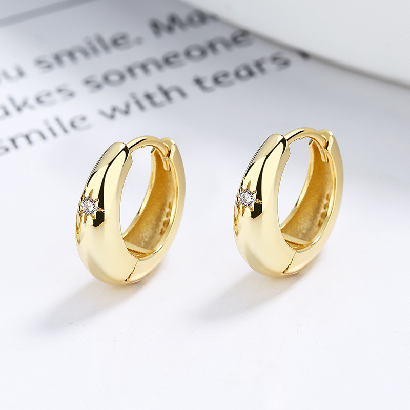 Zircon Inlay Material Hoop Earrings Classification 1 Pair Quantity 1 Pair 925 Sterling Silver Zircon 925 Sterling Silver Earrings Geometric Hoop Earrings