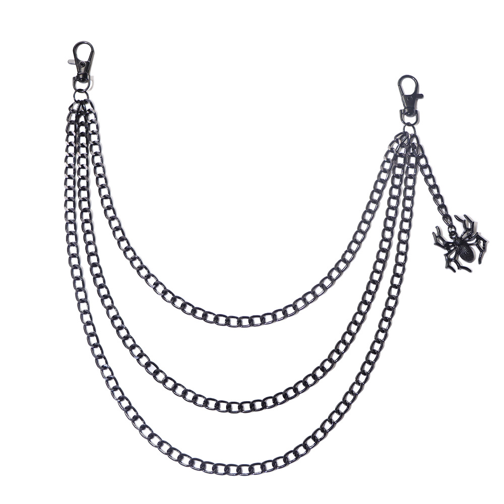 Accessories Personality Fashion Trend Dark Spider Pendant Double Layer Metal Pants Chain Versatile Men_voghion.com
