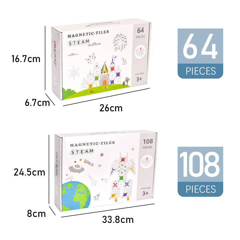 Nuevas baldosas magnéticas con forma de estrella y superficie de diamante para niños y niñas de 3 a 7 años, juguetes educativos para niños, bloques de construcción magnéticos.