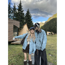 2025情侣装秋季美式复古PU皮撞色翻领潮牌痞帅外套