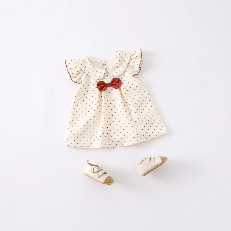 Vestido de pedos para niñas de verano para bebés, vestido de gatear para bebés, falda de línea A, falda de princesa con lazo de amor