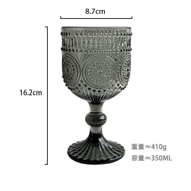Copa de rayas verticales de vidrio retro europeo, copa de vino tinto, copa de postre alto de helado, copa de vino de frutas de uva de champán casero
