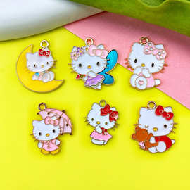 可爱凯蒂猫KT合金滴油钥匙扣项链手绳挂件吊坠头饰品配件包包装饰