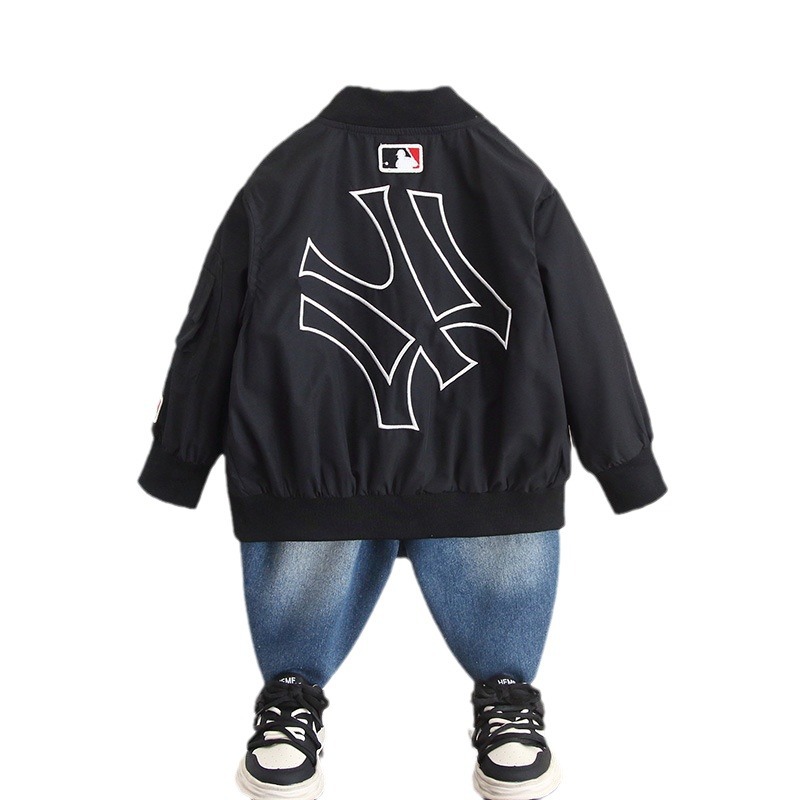 5961 chaqueta para niño 2025 primavera y otoño nuevo estilo para niños otoño estilo occidental estilo coreano uniforme de béisbol chaqueta de otoño para bebé