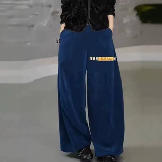 高腰显瘦灯芯绒阔腿气球裤女2026秋季新款宽松直筒百搭休闲弯刀裤