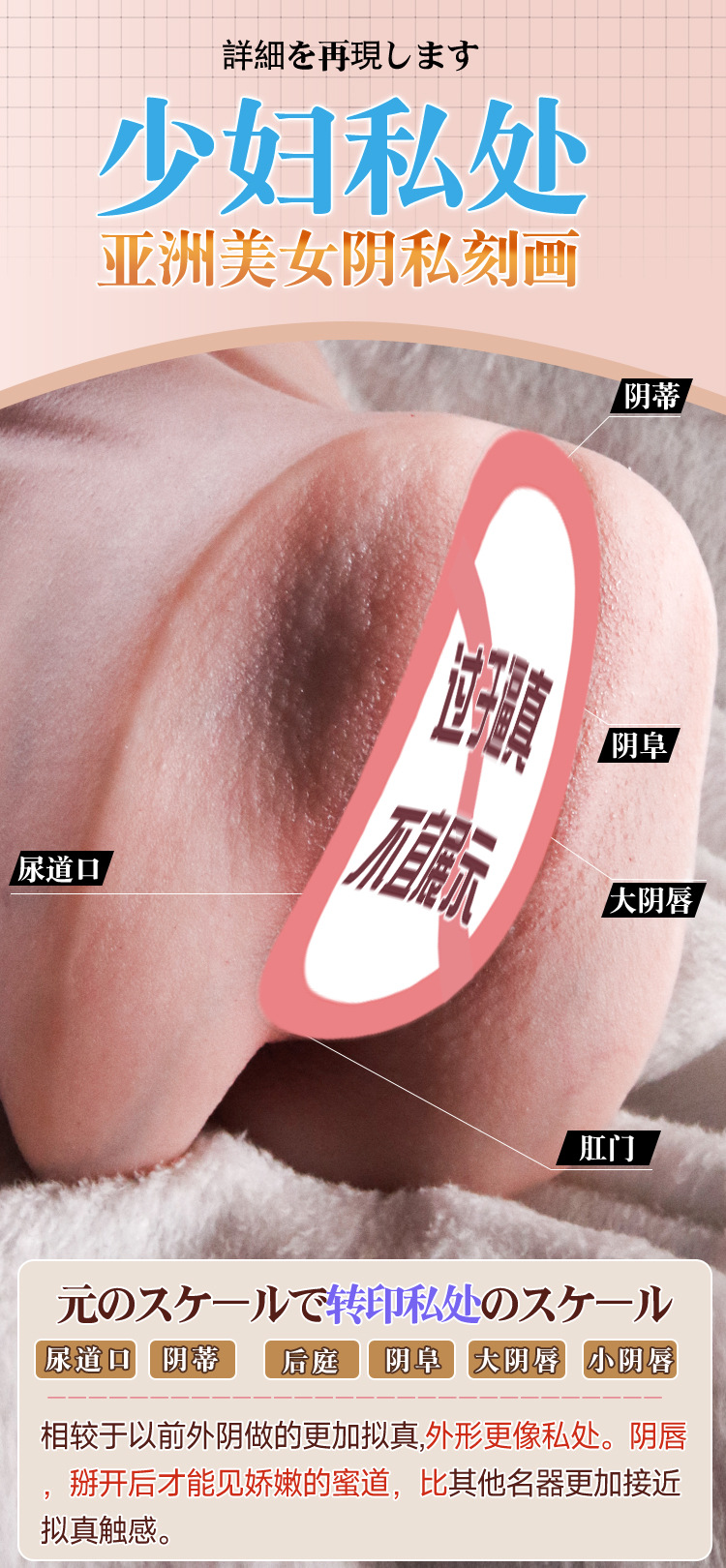 Jiuai Manual Male Masturbator in Liquid Silicone, Single-Channel Inverted Hip Design — detail image 9