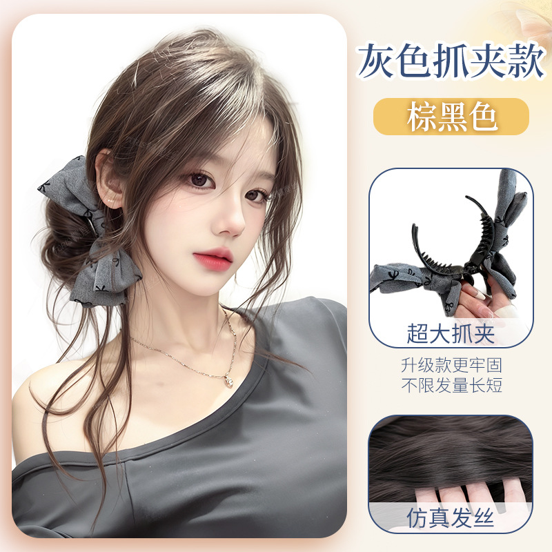 Pelotas cabeza pelucas anillo de cabello arco agarrar clip brotes de flores adornos de cabello de simulación natural perezoso disco afilado bolsa de cabello pelucas