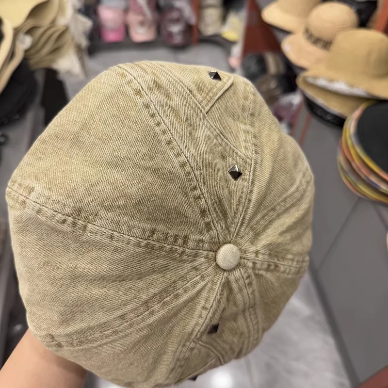 港风重工柳丁显瘦水洗棉布贝雷帽子女春秋百搭时装帽圆顶南瓜帽潮|undefined