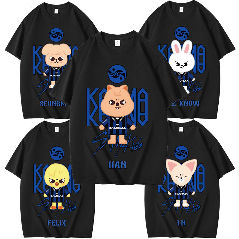 Independent Station Stray Kids Skz Returns Peripheral Combination Peripheral Printing Summer Short-Sleeved T-Shirt Pure Cotton Loose Independent Station Stray Kids Skz Returns Peripheral Combination Peripheral Printing Summer Short-Sleeved T-Shirt Pure Cotton Loose