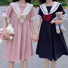 夏季jk学院风海军领短袖连衣裙女甜美学生韩版日系可爱闺蜜a裙子