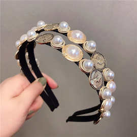 韩国新款复古珍珠发箍女夹子发卡女生外戴时尚大气发卡简约款发饰