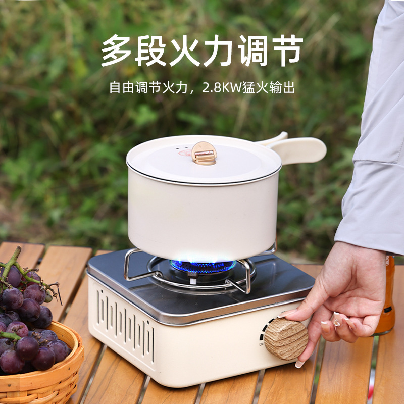 Acampar al aire libre Mini Tarjeta de almacenamiento portátil estufa de gas estufa a prueba de viento estufa de picnic olla caliente estufa