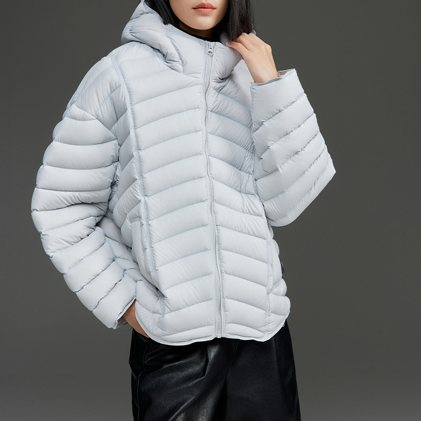 Goose down Rib Light down Jacket Women's High-End Hooded Stand Collar Loose Lulu Jacket Winter 2025 New Style