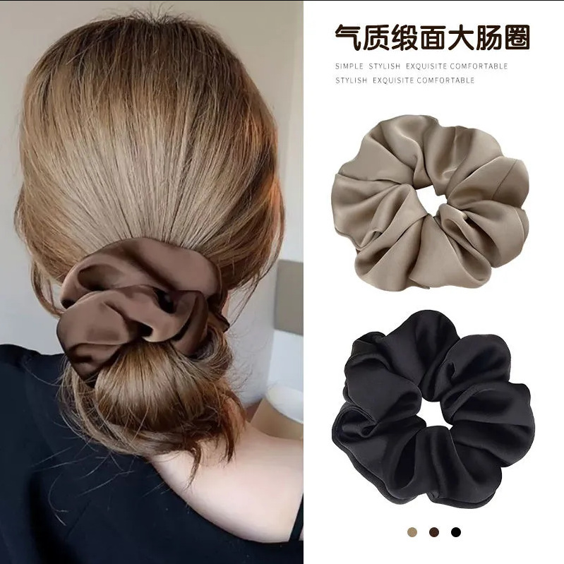 Satin-Feel Scrunchie Hair Tie for Women, Simple Bun Versatile Hair Accessory with a High-End Light Luxury Feel That Brightens the Complexion Satin-Feel Scrunchie Hair Tie for Women, Simple Bun Versatile Hair Accessory with a High-End Light Luxury Feel That Brightens the Complexion