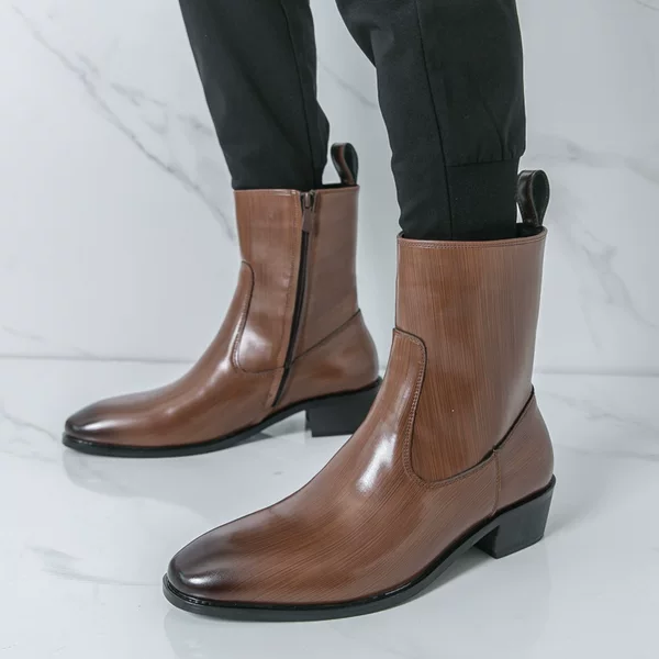 Men's Square-Toe Martin Boots for Foreign Trade, 2026 Autumn New British Style Side Zipper Chunky Heel Thick-Soled Raised-Toe Chelsea Ankle Boots
