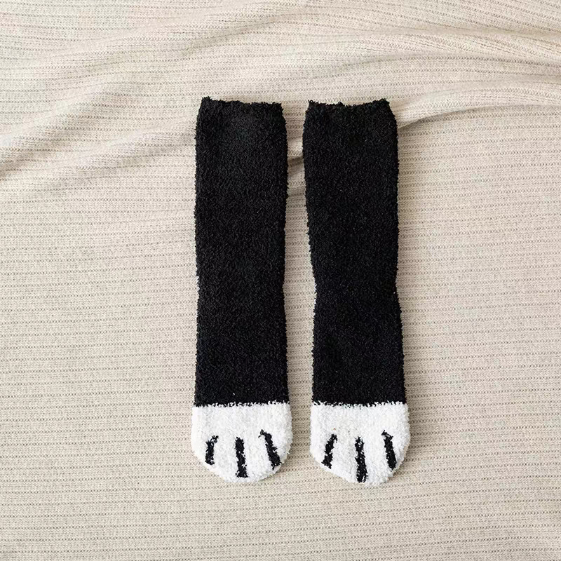 サンゴの靴下の女性の中筒の靴下の秋冬の猫の爪のかわいい厚い保温の床の睡眠の靴下の月子の靴下|undefined
