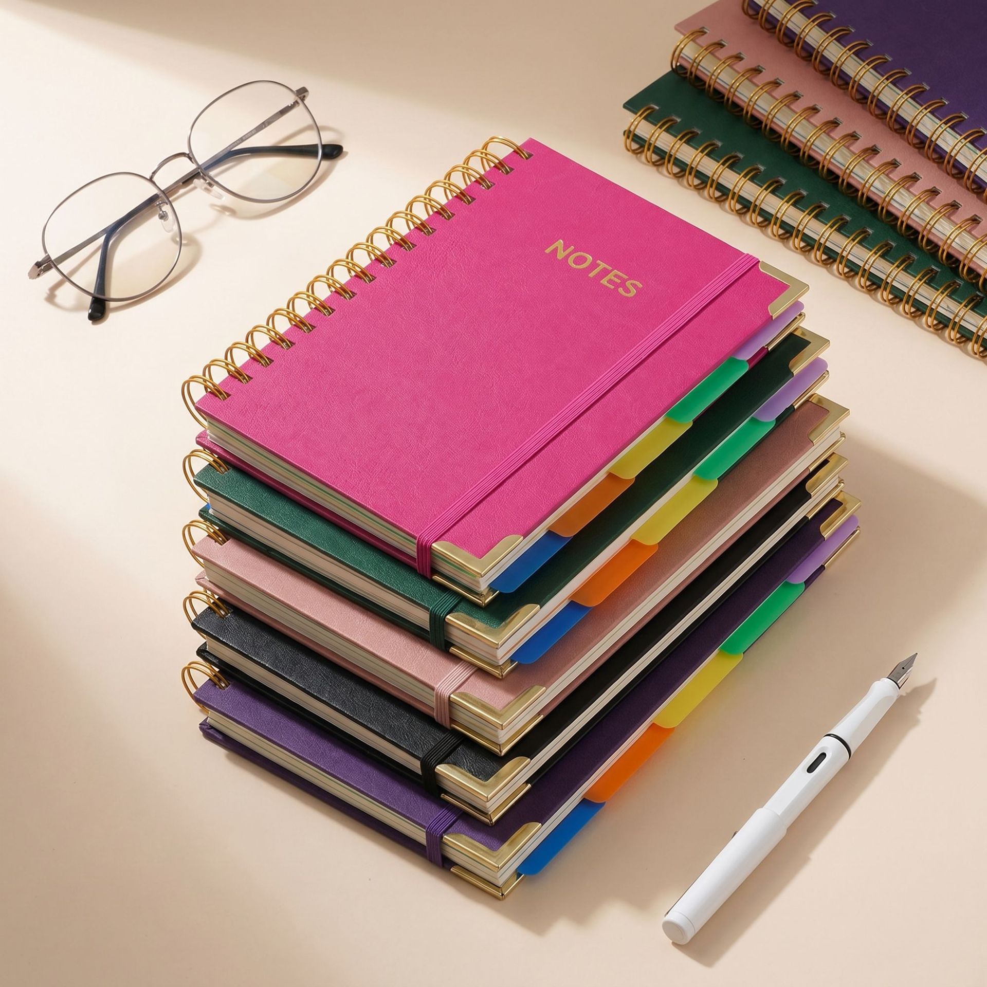 Transfronterizo PU cuero cuaderno A5 bobina con partición de página de oficina de negocios bobina espiral image 2