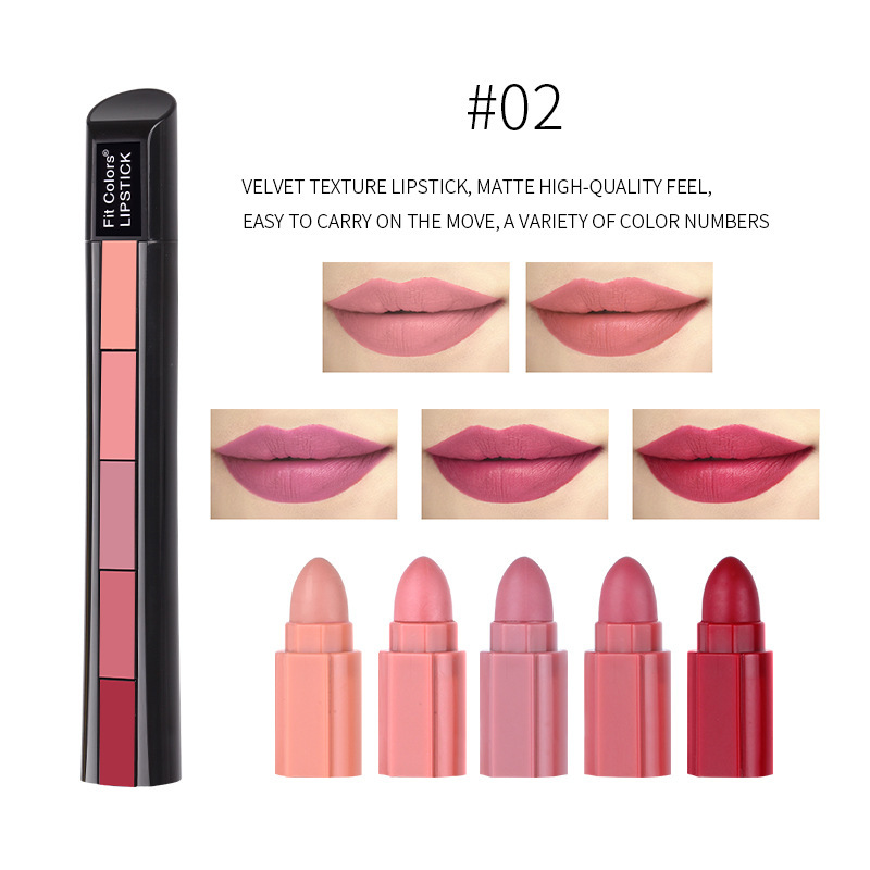 Fit Colors Matte 5-color Lipstick set 5-section matte Velvet brightening Lip gloss Lipstick Item Picture
