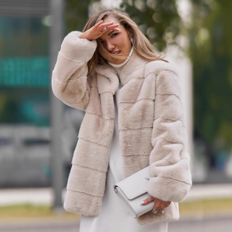 Cross-Border Women's Imitation Mink Fur Eco-Friendly Fur Outwear Thickeneded Fur Jacket Autumn and Winter Artificial Fur Outwear